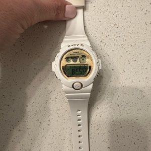 Casio Baby G white watch with gold accents